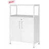Armoire de bureau blanche FlexWall avec deux portes, cadre supérieur et socle de hjh OFFICE PRO