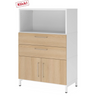 Buffet FlexWall en blanc et chêne avec deux tiroirs, un compartiment et un placard de hjh OFFICE PRO