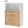 Buffet moderne FlexWall en blanc et chêne frêne avec deux tiroirs et un compartiment de hjh OFFICE PRO