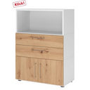 Buffet moderne FlexWall en blanc et chêne frêne avec deux tiroirs et un compartiment de hjh OFFICE PRO