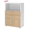 Commode de bureau FlexWall en blanc et chêne avec deux tiroirs, un compartiment et un placard de hjh OFFICE PRO