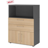 Buffet FlexWall en graphite et chêne avec deux tiroirs, un compartiment et deux portes de hjh OFFICE PRO