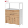 Armoire FlexWall en blanc et chêne frêne avec deux tiroirs, deux portes et cadre blanc de hjh OFFICE PRO
