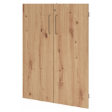 Armoire à deux portes FlexWall aspect chêne frêne avec deux poignées argentées de hjh OFFICE PRO