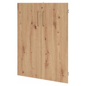 Armoire à deux portes FlexWall aspect chêne frêne avec deux poignées argentées de hjh OFFICE PRO