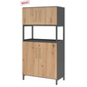 Armoire à dossiers FlexWall en chêne rustique et graphite avec deux portes et une niche ouverte de hjh OFFICE PRO