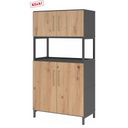 Armoire à dossiers FlexWall en chêne rustique et graphite avec deux portes et une niche ouverte de hjh OFFICE PRO