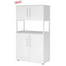 Armoire de bureau blanche FlexWall avec deux portes, étagère ouverte et pieds de hjh OFFICE PRO