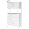 Buffet blanc FlexWall avec deux portes, deux tiroirs et une étagère ouverte de hjh OFFICE PRO