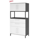 Armoire FlexWall en graphite et blanc avec deux portes, deux tiroirs et une niche ouverte de hjh OFFICE PRO