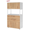 Étagère FlexWall en blanc et chêne frêne avec deux portes, deux tiroirs et un compartiment ouvert de hjh OFFICE PRO