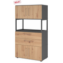 Étagère FlexWall en graphite et chêne frêne avec portes, tiroirs et cadre ouvert de hjh OFFICE PRO