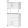 Armoire de bureau blanche FlexWall avec deux portes, deux tiroirs et une étagère ouverte de hjh OFFICE PRO
