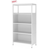 Étagère blanche FlexWall avec trois niches ouvertes et un socle de hjh OFFICE PRO