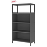 Étagère ouverte FlexWall en graphite avec trois tablettes et un cadre supérieur sur socle de hjh OFFICE PRO