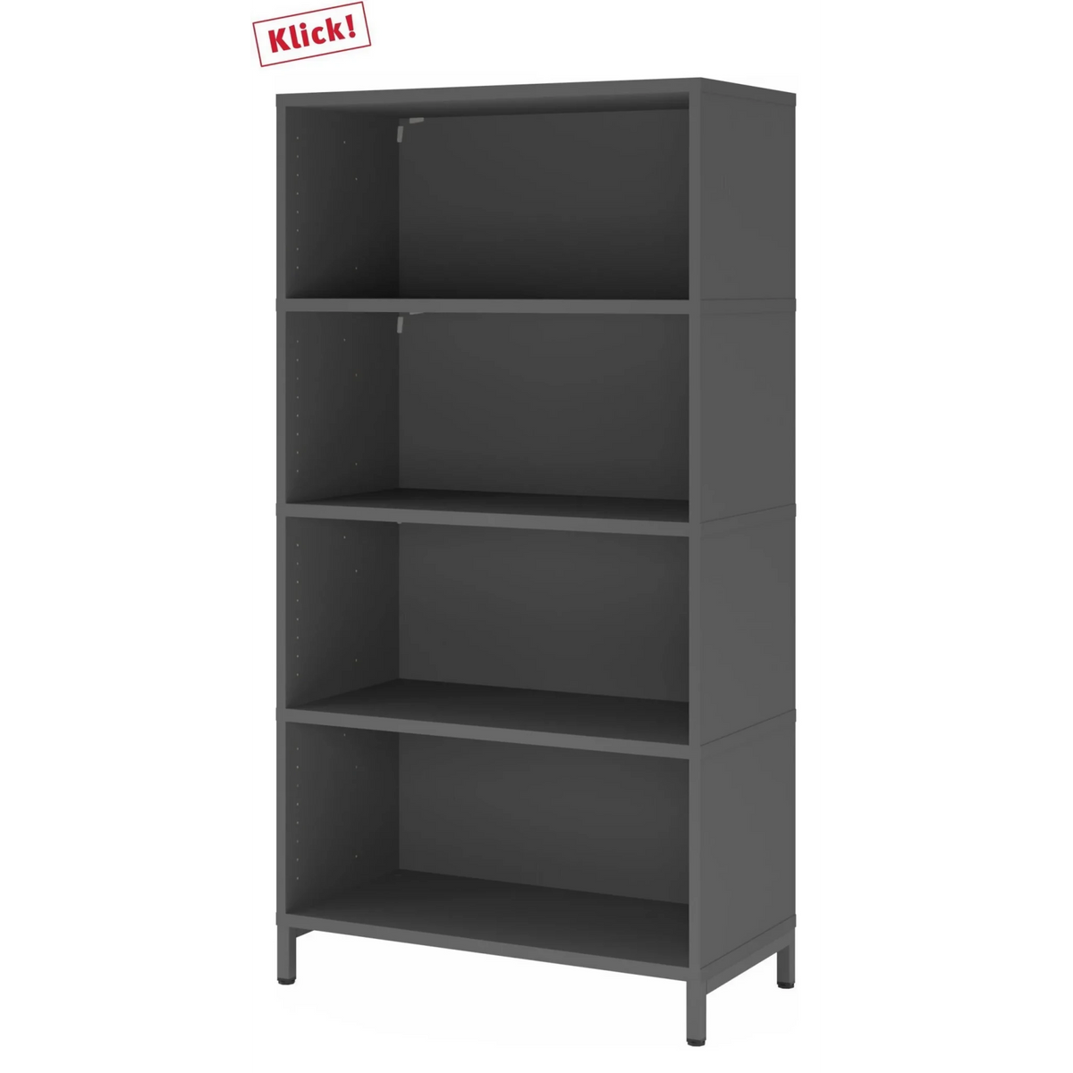 Étagère FlexWall en graphite avec quatre compartiments ouverts et un socle de hjh OFFICE PRO