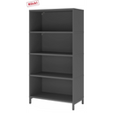 Étagère FlexWall en graphite avec quatre compartiments ouverts et un socle de hjh OFFICE PRO
