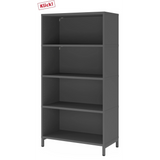 Étagère FlexWall en graphite avec quatre compartiments ouverts et un socle de hjh OFFICE PRO