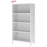Étagère blanche FlexWall avec quatre niches ouvertes et un socle de hjh OFFICE PRO
