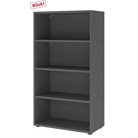 Étagère FlexWall en graphite avec quatre niches ouvertes et pieds réglables de hjh OFFICE PRO