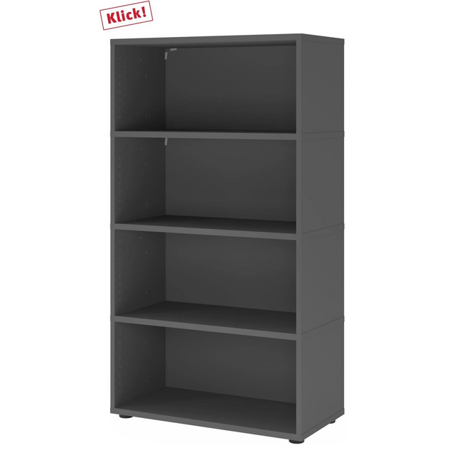 Étagère FlexWall en graphite avec quatre niches ouvertes et pieds réglables de hjh OFFICE PRO