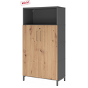Armoire à dossiers FlexWall en graphite et chêne frêne avec deux portes et une niche ouverte de hjh OFFICE PRO