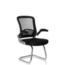 Chaises cantilever FLYER PRO V noires avec dossier en maille, accoudoirs et structure chromée de hjh OFFICE