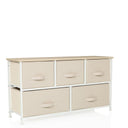 Commode beige FOLDAR avec cinq tiroirs en tissu et plateau en bois clair de hjh LIVING