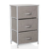 Commode grise FOLDRESS M avec trois tiroirs en tissu et cadre métallique argenté de hjh LIVING