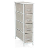 Commode grise FOLDRESS S avec quatre tiroirs en tissu et structure blanche de hjh LIVING