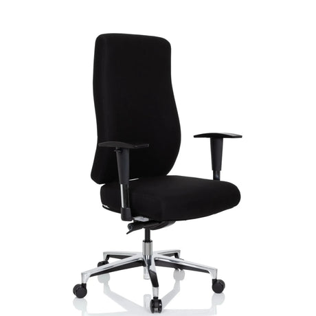 Siège de bureau de qualité professionnelle FORCOM noir avec accoudoirs et base brillante de hjh OFFICE