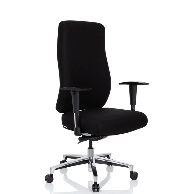 Siège de bureau de qualité professionnelle FORCOM noir avec accoudoirs et base brillante de hjh OFFICE