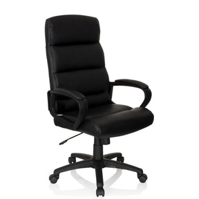 Siège de direction de qualité professionnelle FUTURA 100 noir avec revêtement en similicuir, accoudoirs et base à roulettes de hjh OFFICE