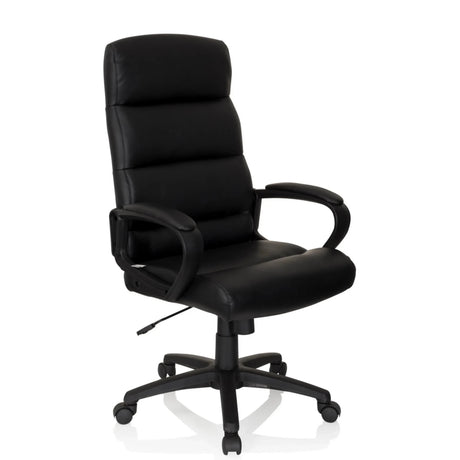 Siège de direction de qualité professionnelle FUTURA 100 noir avec revêtement en similicuir, accoudoirs et base à roulettes de hjh OFFICE