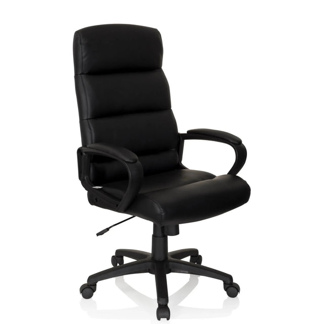 Siège de direction de qualité professionnelle FUTURA 100 noir avec revêtement en similicuir, accoudoirs et base à roulettes de hjh OFFICE