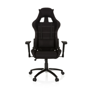 Fauteuil Gamer GAME FORCE noir avec revêtement en tissu, coutures décoratives blanches et accoudoirs de hjh OFFICE