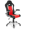Fauteuil Gamer GAME SPORT en noir et rouge avec accoudoirs argentés et base à roulettes de hjh OFFICE