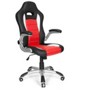 Fauteuil Gamer GAME SPORT en noir et rouge avec accoudoirs argentés et base à roulettes de hjh OFFICE