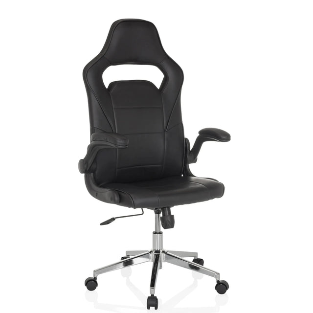 Fauteuil Gamer GAME SPORT PRO noir avec revêtement en similicuir et pied en étoile chromé de MyBuero