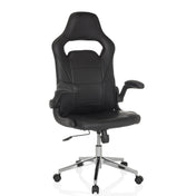 Schwarzer Gamingstuhl GAME SPORT PRO mit Kunstlederbezug und verchromtem Fußkreuz von MyBuero