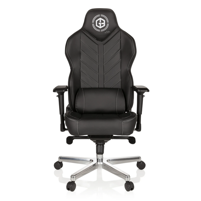 Fauteuil Gamer GAMEBREAKER COLOSSUS noir avec revêtement en similicuir et pied en étoile poli de hjh OFFICE