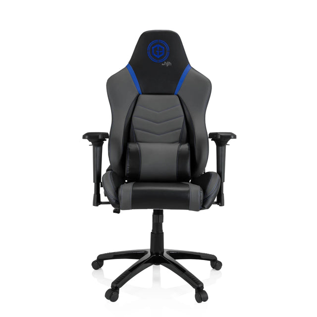 Fauteuil Gamer GAMEBREAKER POLARYS I en gris et bleu avec accents bleus et roulettes de hjh OFFICE