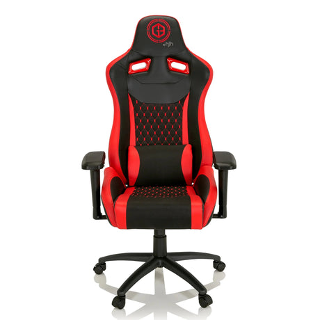 Fauteuil Gamer GAMEBREAKER SX 04 en noir-rouge avec revêtement matelassé et coussin lombaire de hjh OFFICE