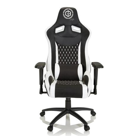 Fauteuil Gamer GAMEBREAKER SX 04 noir et blanc avec surpiqûres en diamant et accoudoirs de hjh OFFICE