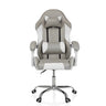Fauteuil Gamer GAMEBREAKER W03 en gris et blanc avec coussins de nuque et lombaire et pied en étoile argenté de MyBuero