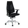 Siège de bureau haut de gamme GENIDIA avec revêtement en maille noire et pied en étoile chromé de hjh OFFICE