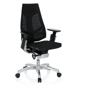 Siège de bureau haut de gamme GENIDIA avec revêtement en maille noire et pied en étoile chromé de hjh OFFICE