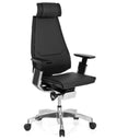 Siège de bureau haut de gamme GENIDIA PRO avec revêtement en cuir noir et piètement chromé de hjh OFFICE