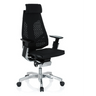 Siège de bureau haut de gamme GENIDIA PRO avec revêtement en maille noire, appui-tête et étoile polie de hjh OFFICE