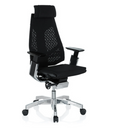 Siège de bureau haut de gamme GENIDIA PRO avec revêtement en maille noire, appui-tête et étoile polie de hjh OFFICE